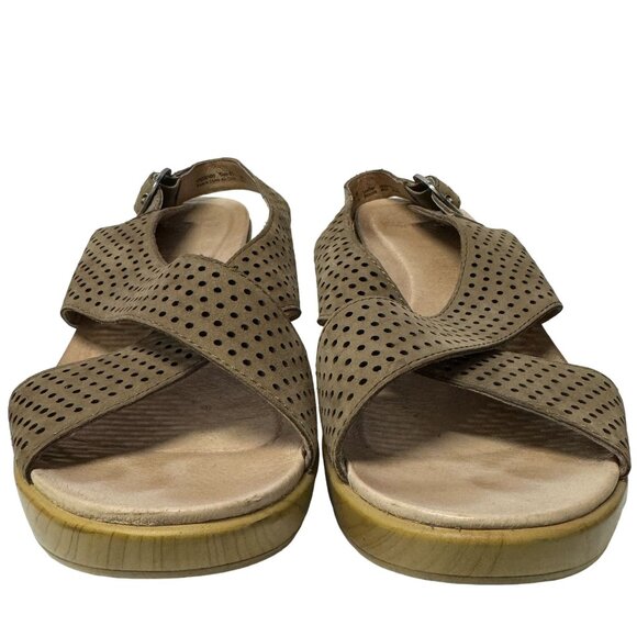 Dansko Jacinda Wedge Sandal Womens EU41 US10.5-11 Brown Perforated Leather Shoes - Picture 3 of 13